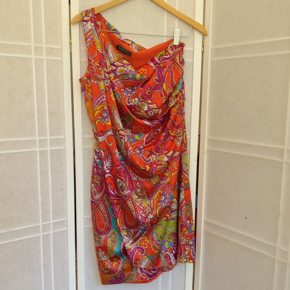 Ralph Lauren red silk paisley dress